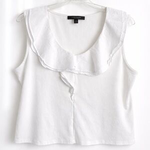 Marc New York Andrew Marc White Ruffle Sleeveless Blouse – XL
